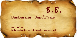 Bamberger Begónia névjegykártya